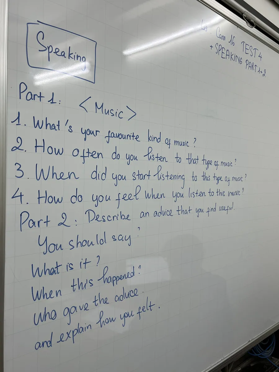 Đề Speaking trên bảng